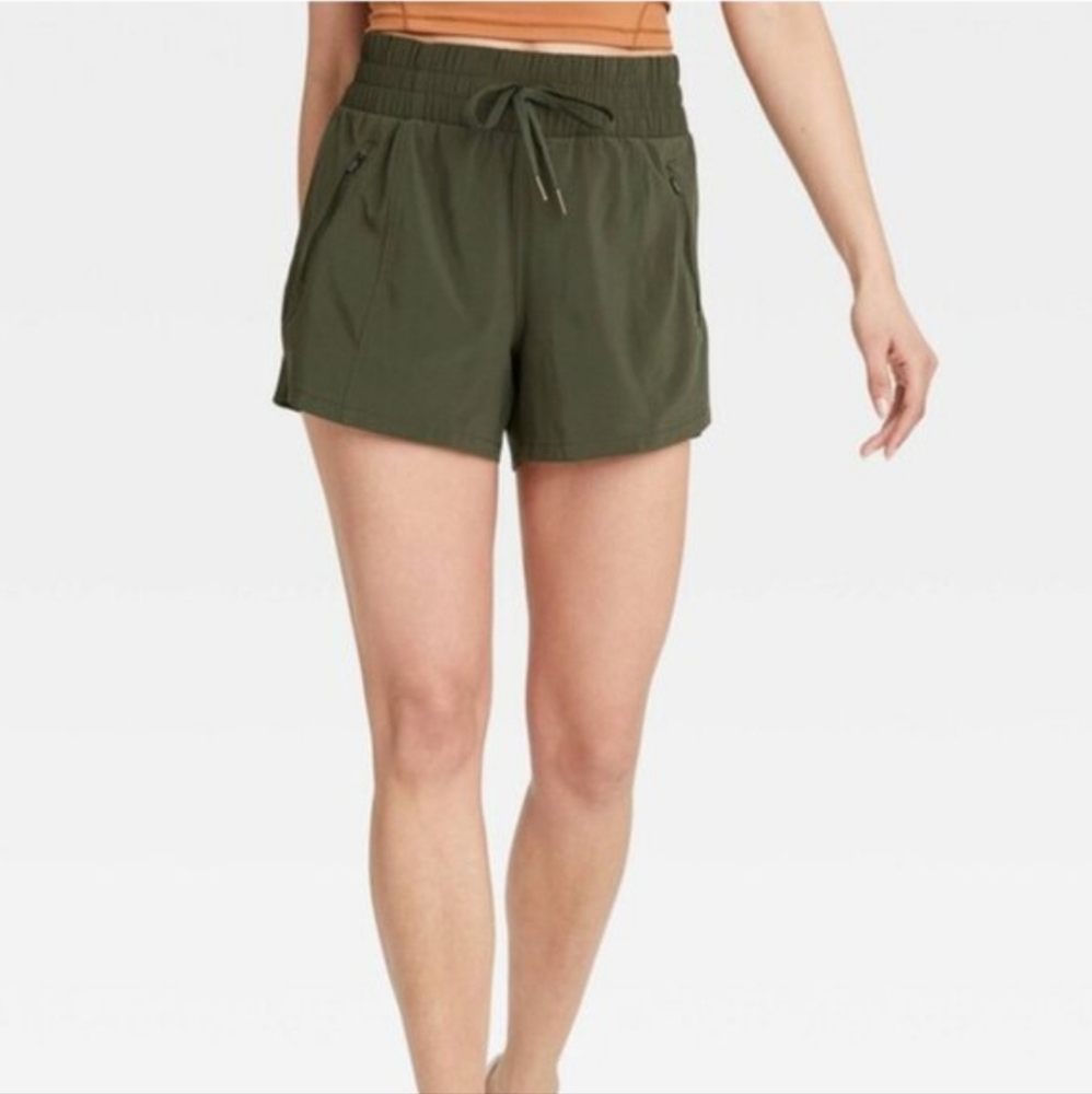 all in motion Olive Green Athletic Shorts with Drawstring Waist - Picture 2 of 6
